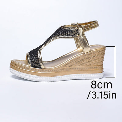 Elegant orthopedic slip-on sandals for women with wedge heel