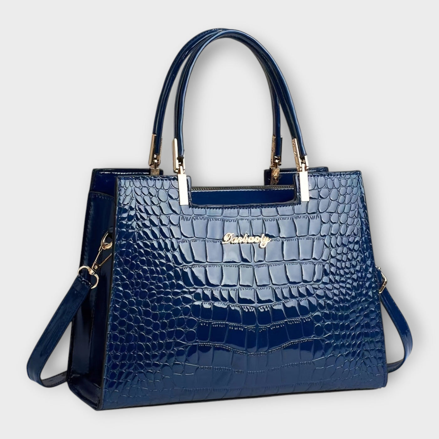 Lublanca - Glossy Crocodile Pattern Handbag