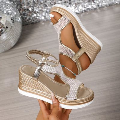 Elegant orthopedic slip-on sandals for women with wedge heel