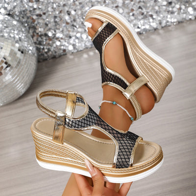 Elegant orthopedic slip-on sandals for women with wedge heel
