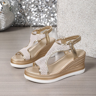 Elegant orthopedic slip-on sandals for women with wedge heel