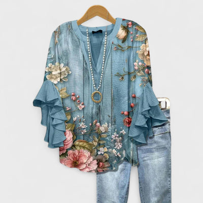 Isabella - Blouse with Elegant Flowers