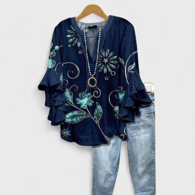 Isabella - Blouse with Elegant Flowers