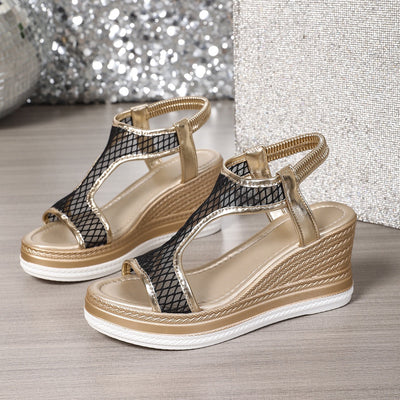 Elegant orthopedic slip-on sandals for women with wedge heel