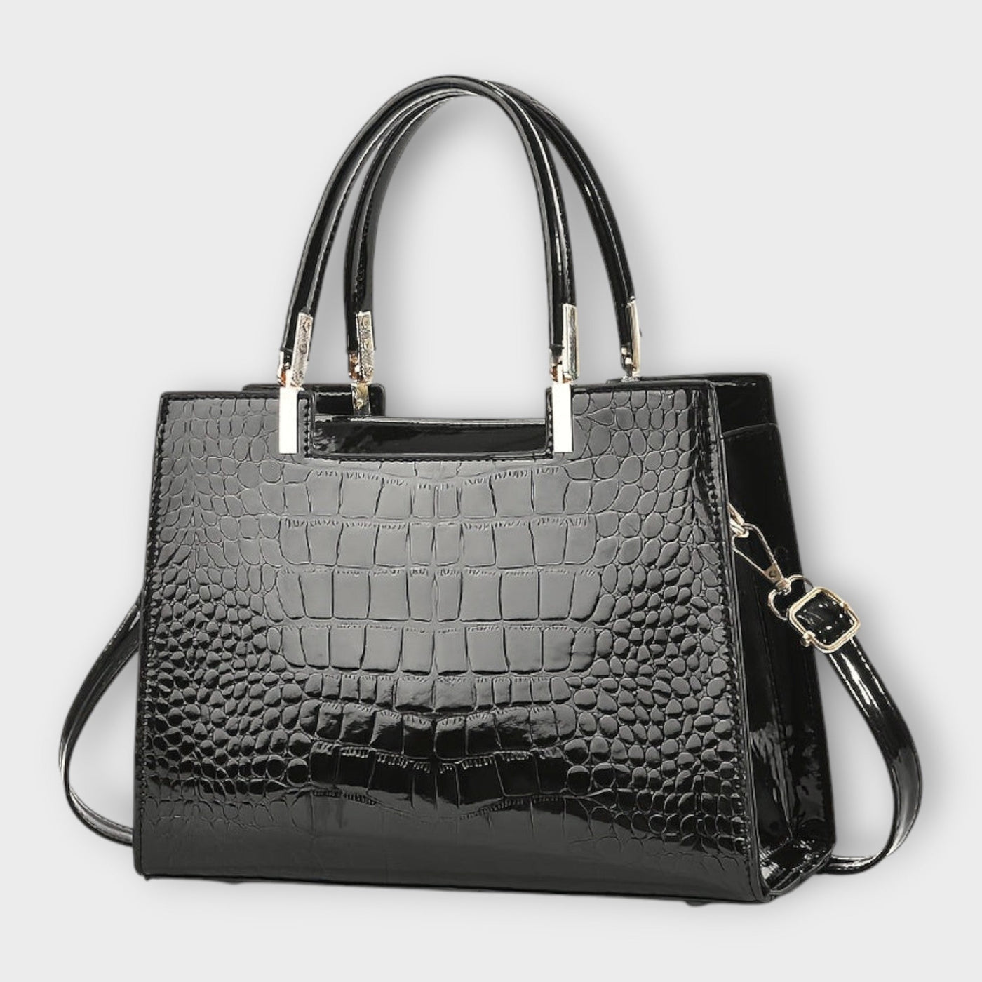 Lublanca - Glossy Crocodile Pattern Handbag
