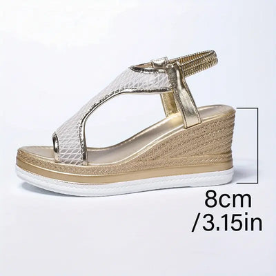 Elegant orthopedic slip-on sandals for women with wedge heel