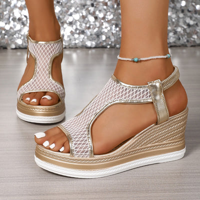 Elegant orthopedic slip-on sandals for women with wedge heel